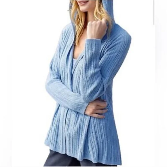 Barefoot Dreams Namaste Cozychic Ultra Lite Ribbed Hooded Cardigan - Picture 1 of 9